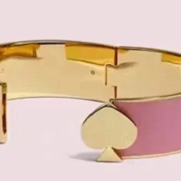 💕💕LOW START💕💕kate spade Pink and Gold Spade Accent Bangle Bracelet - Picture 8 of 8